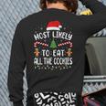 Most Likely To Eat All The Cookies Family Joke Christmas Back Print Long Sleeve T-shirt