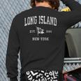 Long Island Nyc New York Ny Vintage Boat Anchor Flag Back Print Long Sleeve T-shirt