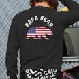 Mens Papa Bear Father's Day Usa American Flag 4Th Of July Back Print Long Sleeve T-shirt