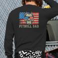 Mens Pitbull Dad American Pit Bull Dog Us Flag 4Th Of July Back Print Long Sleeve T-shirt