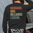 Mens Pool Player Husband Dad Billiards Legend Vintage Back Print Long Sleeve T-shirt