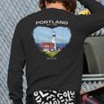 Portland Me Maine Portland Head Light Fort Williams Park Back Print Long Sleeve T-shirt