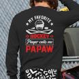 Retro My Favorite Hockey Player Calls Me Papaw Fathers Day Back Print Long Sleeve T-shirt