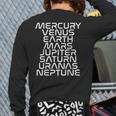 Solar System Planets List Outer Space Science Back Print Long Sleeve T-shirt