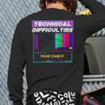 Technical Difficulties Glitch Tech Vaporwave Retro Tv Techie Back Print Long Sleeve T-shirt