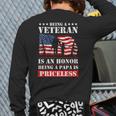 Veteran Papa Military Dad Army Father's Day Back Print Long Sleeve T-shirt