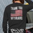 Veterans Day American Flag Theme Thank You Veterans Back Print Long Sleeve T-shirt