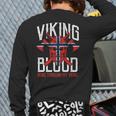 Viking Blood Skull Norwegian Flag Pride Norway Premium Back Print Long Sleeve T-shirt