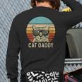 Vintage Cat Daddy Cat Lover Cat Dad Fathers Back Print Long Sleeve T-shirt