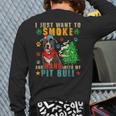 Vintage Smoke And Hang With My Pit Bull Smoker Weed Back Print Long Sleeve T-shirt