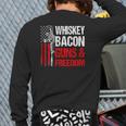 Whiskey Bacon Guns Freedom On Back Us Flag Dad Grandpa Back Print Long Sleeve T-shirt