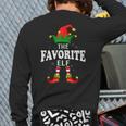 Xmas Favorite Elf Family Matching Christmas Pajama Back Print Long Sleeve T-shirt