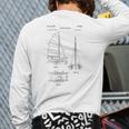 Catamaran Sailboat Blueprint Old Sailing Boat Ocean Back Print Long Sleeve T-shirt