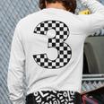 Checkered Birthday 3 Three Race Car 3Rd Birthday Racing Car Back Print Long Sleeve T-shirt