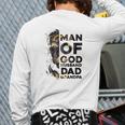 Lion Man Of God Husband Dad Grandpa Fathers Day Back Print Long Sleeve T-shirt