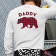 Mens Daddy Bear Red Plaid Christmas Buffalo Pajama Back Print Long Sleeve T-shirt