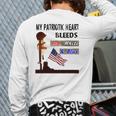 My Patriotic Heart Bleeds Red White & Blue Veteran Back Print Long Sleeve T-shirt