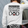 World's Best Boston Terrier Dad Dog Owner Paw Print Back Print Long Sleeve T-shirt