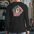 American Grown Mexican Roots Usa Mexico Flag Love Back Print Long Sleeve T-shirt