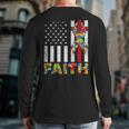 Autism Awareness Faith Cross Autistic Usa Flag For Dad Mens Back Print Long Sleeve T-shirt