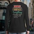 Bampa Knows Everything Grandpa Fathers Day Back Print Long Sleeve T-shirt