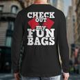Check Out My Funbags Cornhole Player Bean Bag Game Back Print Long Sleeve T-shirt