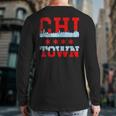 Chi Town Chicago Souvenir Skyline Flag Back Print Long Sleeve T-shirt