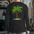 Christmas Beach Palm Tree With Xmas Lights Tropical Santa Back Print Long Sleeve T-shirt