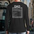 Dad Nutritional Facts Joke Sarcastic Family Back Print Long Sleeve T-shirt