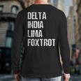Delta India Lima Foxtrot Dilf Father Dad Joking Back Print Long Sleeve T-shirt