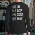 Diamond Painting Eat Sleep Repeat Hobby Pictures Tools 5D Back Print Long Sleeve T-shirt