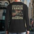 Farming Farmer Grandpa Vintage Tractor American Flag The Back Print Long Sleeve T-shirt