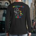 Grandpasaurus Autism Awareness Grandpa Dinosaur Grandfather Back Print Long Sleeve T-shirt