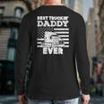 Mens American Flag Best Truckin Daddy Truck Driver Trucker Back Print Long Sleeve T-shirt