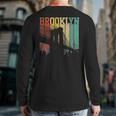 New York City Brooklyn Bridge Vintage Retro Skyline Nyc Ny Back Print Long Sleeve T-shirt