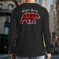 Papa Bear Men Red Plaid Christmas Pajama Family Dad Back Print Long Sleeve T-shirt