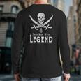 Papa Man Myth Legend Vintage Pirate Skull Sword Father's Day Back Print Long Sleeve T-shirt