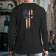 Patriotic Skull Usa Military American Flag Proud Veteran Back Print Long Sleeve T-shirt