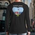 Portland Me Maine Portland Head Light Fort Williams Park Back Print Long Sleeve T-shirt