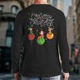 Santa Reindeer Elf Merry Christmas Lights Ornaments Balls Back Print Long Sleeve T-shirt