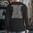 Solar System Planets List Outer Space Science Back Print Long Sleeve T-shirt