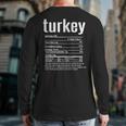 Thanksgiving Christmas Turkey Nutritional Facts Back Print Long Sleeve T-shirt