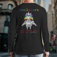 Unclecorn Unicorn With Muscle Normal Uncle Just Awesome Back Print Long Sleeve T-shirt
