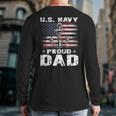 US NAVY Proud Dad With American Flag Veteran Day Back Print Long Sleeve T-shirt