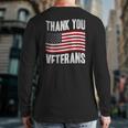 Veterans Day American Flag Theme Thank You Veterans Back Print Long Sleeve T-shirt