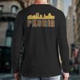 Vintage Retro Peoria Illinois Skyline Back Print Long Sleeve T-shirt