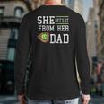 Vintage She Get's It From Her Dad Daughter Father Baseball Back Print Long Sleeve T-shirt