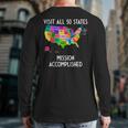 Visit All 50 States Map Usa Travel Back Print Long Sleeve T-shirt