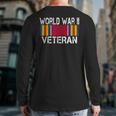 World War Ii Veteran Us Military Service Vet Victory Ribbon Back Print Long Sleeve T-shirt