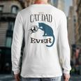 Best Cat Dad Ever Fist Bump Blue Cat Personalized Cat Dad Back Print Long Sleeve T-shirt